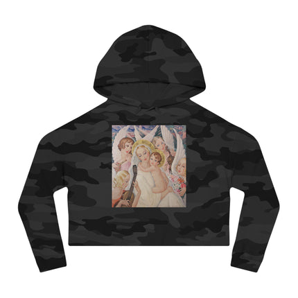 Madonna with Child surrounded by musical angels by Gerda Wegener Women’s Cropped Hooded Sweatshirt