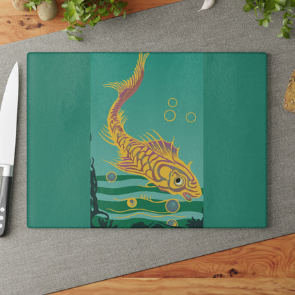 Golden Serenity Glass Cutting Board