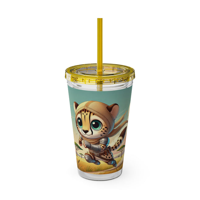 Swift Cheetah Sunsplash Tumbler with Straw, 16oz