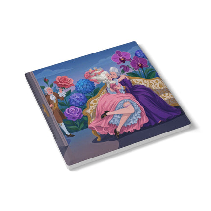 🌹💜 The Secret Embrace Ceramic Coaster – Art Deco Floral Romance
