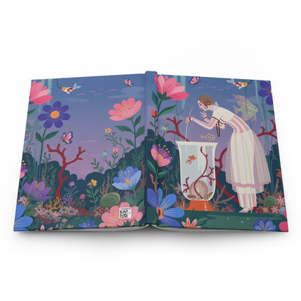 🐠🌸 The Lady Of The Enchanted Aquarium Hardcover Journal – Art Deco Underwater Elegance