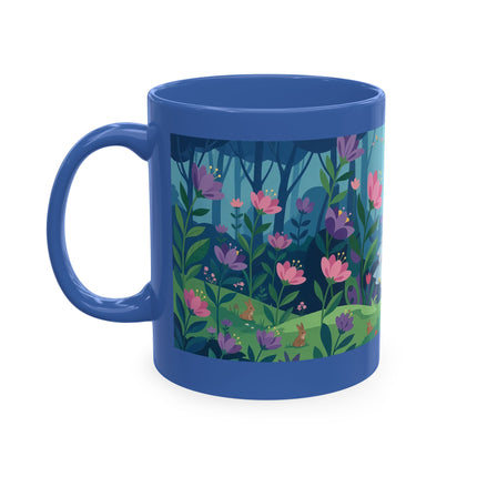 🌸☂️ The Lady Of The Enchanted Garden Stroll Ceramic Mug – Art Deco Floral Whimsy