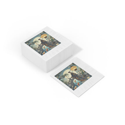 Moonlit Bridge Gentleman White Coined Napkins – Imperial Serenity & Moonlit Harmony