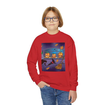 Whimsical Halloween Mischief Youth Crewneck Sweatshirt