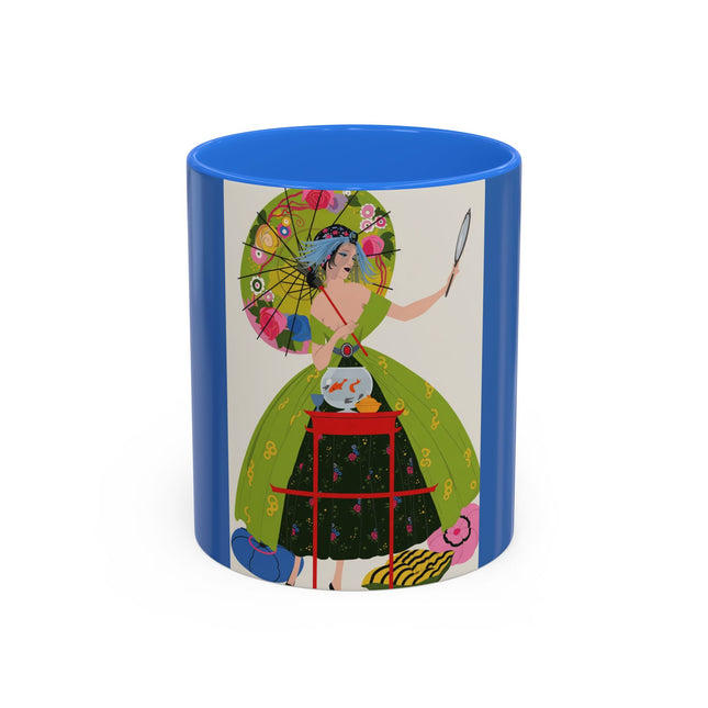 Lady with the Golden Fish Colorful Mugs – Whimsical Fashion & Playful Fantasy