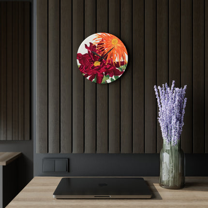 Dahlia Flower by Tanigami Kônan Acrylic Wall Clock, Round and Square