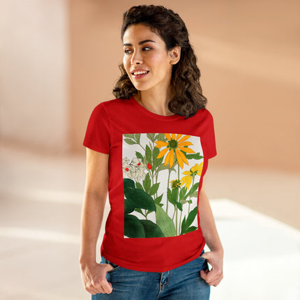 Clerodendrum & Rudbeckia Flower by Tanigami Kônan Women's Midweight Cotton Tee