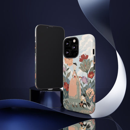🌹🐈 The Lady And Puss In Boots Phone Case – Art Deco Floral Whimsy