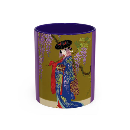 Wisteria Elegance Colorful Mug (11oz, 15oz) – Floral Beauty, Kimono Art & Timeless Grace