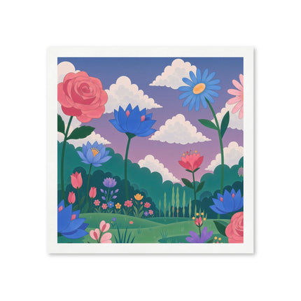 🌸🌈 The Enchanted Rainbow Flower Garden Napkins – Whimsical Botanical Floral Art