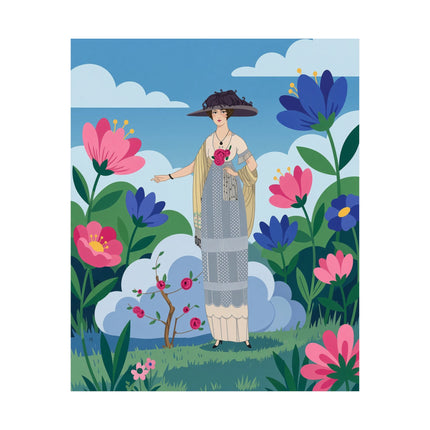 🌹🌤️ The Lady Of The Rose Garden Promenade Matte Vertical Poster – Art Deco Fashion Illustration