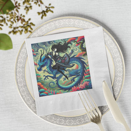 Mystic Guardian of the Sky White Coined Napkins