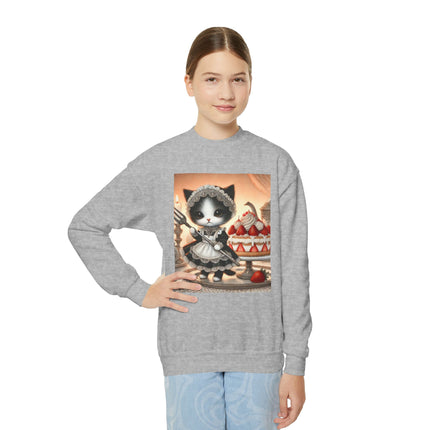 Patisserie Kitten Youth Crewneck Sweatshirt – Sweet Charm, Cozy Comfort & Storybook Delight