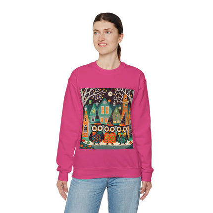 Night of the Trick-or-Treating Owlets Unisex Heavy Blend™ Crewneck Sweatshirt