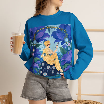 🪞🌺 The Enchanted Garden Mirror Crewneck Sweatshirt – Art Deco Fashion Whimsy