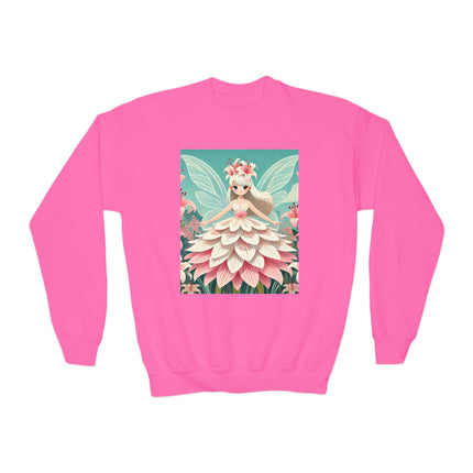 Lily Fairy in Bloom Youth Crewneck Sweatshirt – Grace, Renewal & Gentle Magic