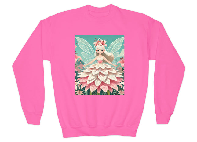 Lily Fairy in Bloom Youth Crewneck Sweatshirt