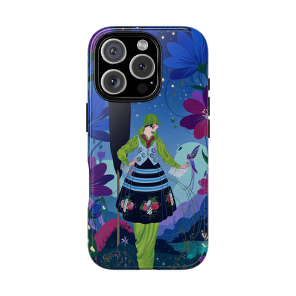 🌸🐦 The Lady Of The Midnight Bird Garden Phone Case – Art Deco Floral Fantasy