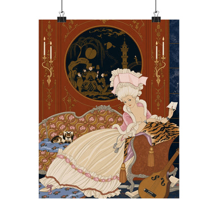 💌🐕 The Lady Of The Secret Letter Matte Vertical Poster – Art Deco Salon Elegance