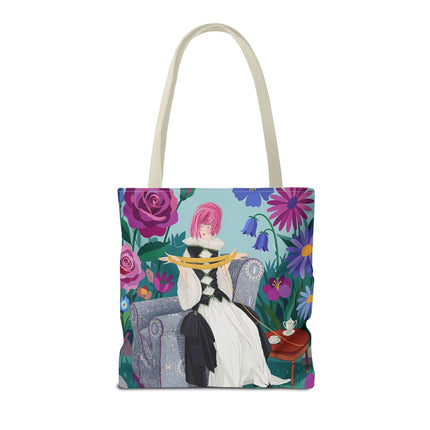 🌹🧶 The Lady Of The Golden Yarn Tote Bag – Art Deco Floral Elegance