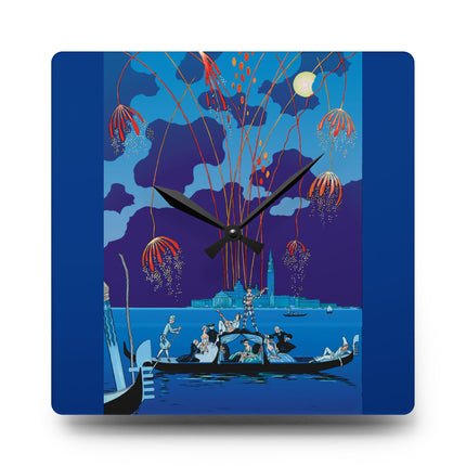 Fireworks in Venice by George Barbier Acrylic Wall Clock