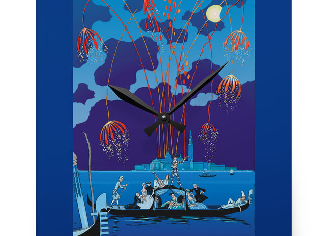 Fireworks in Venice by George Barbier Acrylic Wall Clock