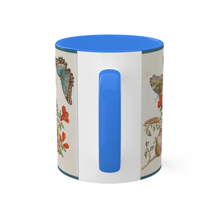 Blue Butterflies and Pomegranate by Maria Sibylla Merian Colorful Mugs, 11oz