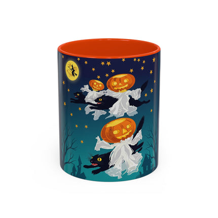 🐈‍⬛🎃 The Flying Black Cats Of Halloween Colorful Mug – Whimsical Storybook Charm