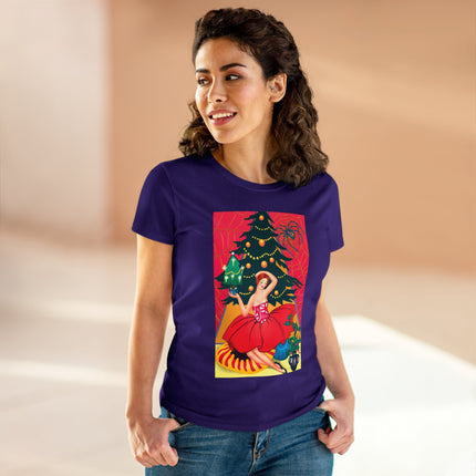 Art Deco Christmas Enchantment Women's Midweight Cotton Tee