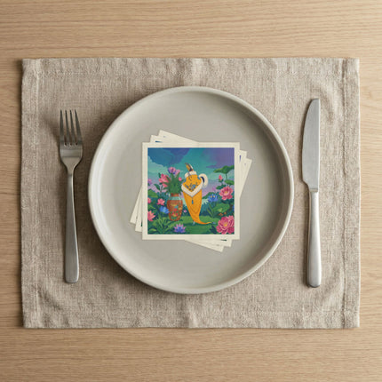 🪷✨ The Lady Of The Golden Lotus Garden Napkins – Art Deco Floral Elegance