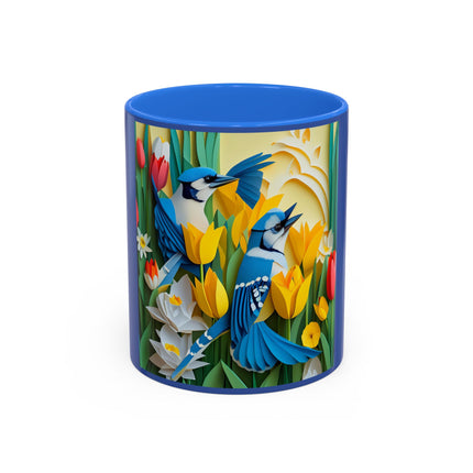 Blue Jays in a Spring Garden Colorful Mugs (11oz, 15oz)
