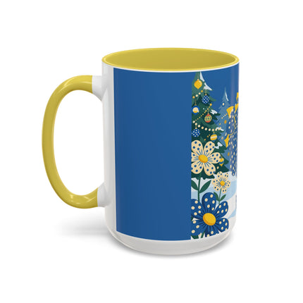 💙🌼 The Bluebell Christmas Promenade Colorful Mug – Art Deco Holiday Fantasy