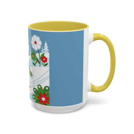 🎿❄️ The Winter Garden Skier Colorful Mug – Whimsical Holiday Fantasy