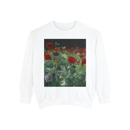 Poppies (A Study of Poppies for Carnation, Lily, Lily, Rose) by John Singer Sargent Unisex Garment-Dyed Sweatshirt