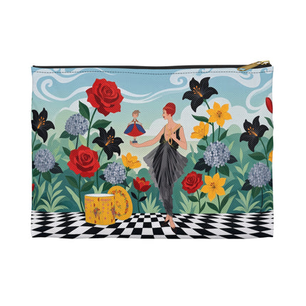 🌹🎭 The Lady Of The Little Dancer Accessory Pouch – Art Deco Floral Fantasy