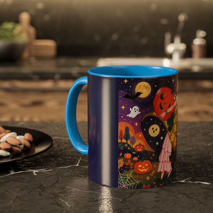 🎃🐈‍⬛ The Pumpkin Moon Embrace Colorful Mug – Whimsical Halloween Charm
