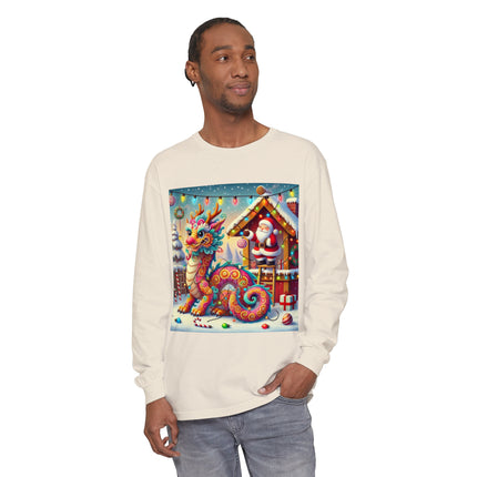 Playful Dragon's Christmas Unisex Garment-dyed Long Sleeve T-Shirt