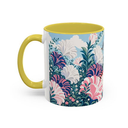 🌸🦋 The Enchanted Pink Blossom Retreat Colorful Mug – Art Deco Floral Whimsy