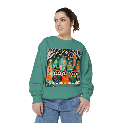 Night of the Trick-or-Treating Owlets Unisex Garment-Dyed Sweatshirt