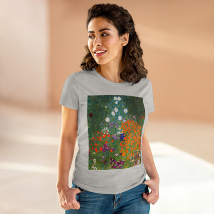 Cottage Garden by Gustav Klimt Women's Midweight Cotton Tee