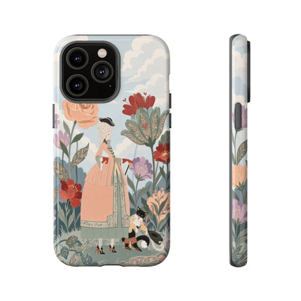 🌹🐈 The Lady And Puss In Boots Phone Case – Art Deco Floral Whimsy