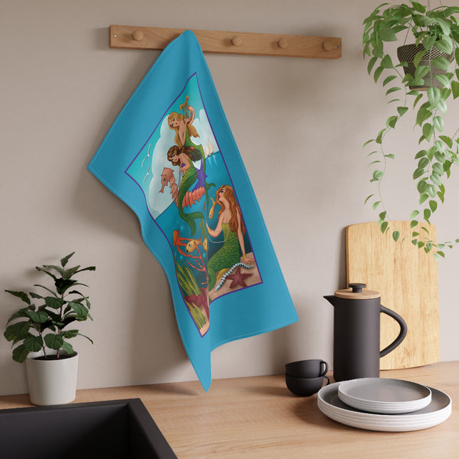 Three Mermaids with Strings of Pearls by Carlo Chiostri Kitchen Towel