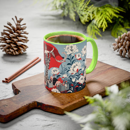 ❤️🌺 The Scarlet Parasol Spectacle Colorful Mug – Art Deco Fashion Elegance