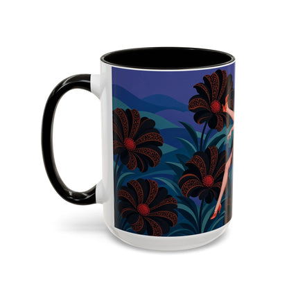 🖤🌺 The Midnight Floral Acrobat Colorful Mug – Art Deco Fashion Whimsy