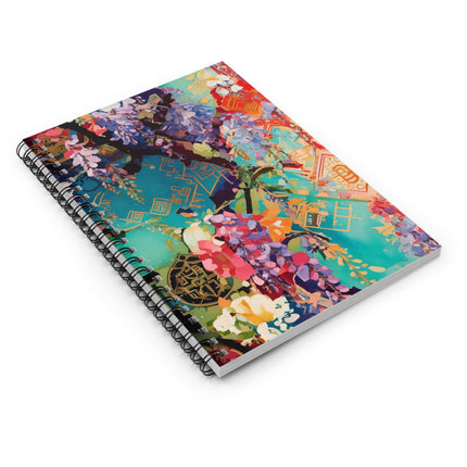 Golden Wisteria Symphony Spiral Notebook - Ruled Line