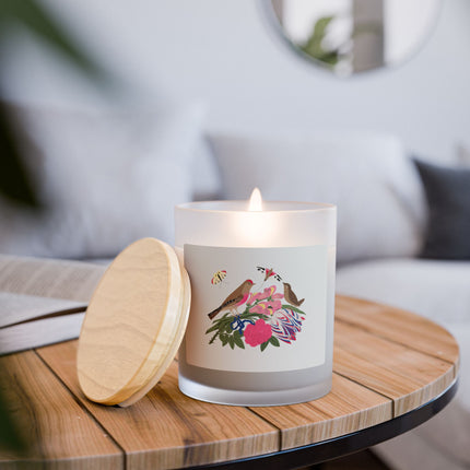 Pink-Breasted Bird & Wren Frosted Glass Candle