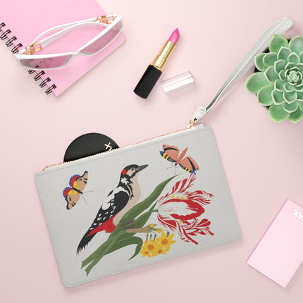 Woodpecker & Tulip Clutch Bag – Vibrant Energy & Cheerful Charm