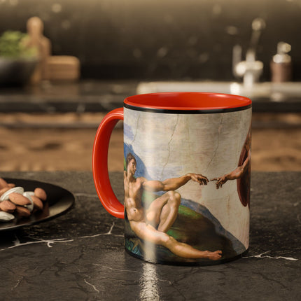 The Creation of Adam by Michelangelo Buonarroti Colorful Mugs (11oz, 15oz)