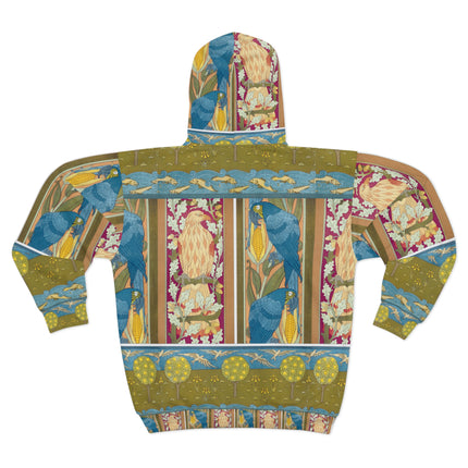 Eagle and Oak, Macaws and Corn by Maurice Pillard Verneuil Zip Hoodie (AOP)