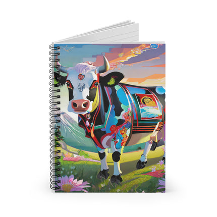 Cyber Glitch Cow Spiral Notebook - Ruled Line